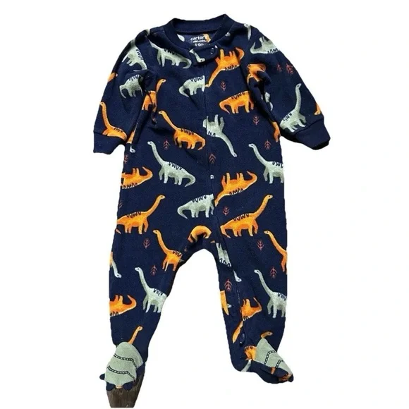 Baby Footie Pajamas Two Way Zipper Dinosaurs Animals Cookies Size 3-6 Months - Picture 6 of 8